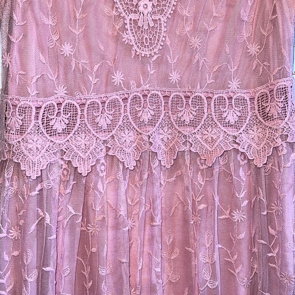 Sundance Dress Womens 8 Lilac Pink Lace overlay Sleeveless Lined Mini teaparty - Picture 7 of 9